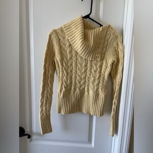 Banana Republic Angora Wool Cable Knit Sweater S Y2K Vintage Cowl Cream/Yellow